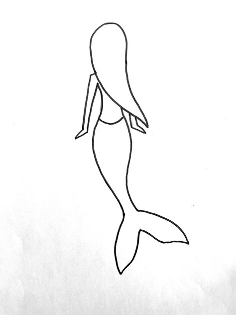 Mermaid Drawing Simple, Mermaid Drawings Easy, Mermaid Line Drawing, Mermaid Drawing Tutorial, Easy Mermaid Drawing, Sketch Mermaid, Draw Mermaid, Draw A Mermaid, Home Decor Ideas Paper