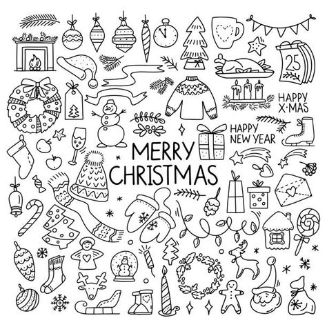 92,676 Doodles Christmas Illustrations & Clip Art - iStock Christmas Doddle Cards, Merry Christmas Doodles Art, Christmas Art Doodles, Doodle Christmas Art, Christmas Doodles Ideas Hand Drawn, Cute Doodle Patterns, Holiday Drawings Easy, Christmas Motifs Illustration, Christmas Doodles Step By Step