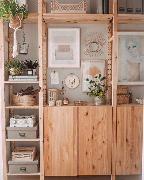 Ikea Ivar Bookshelves, Ikea Ivar Living Room, Ikea Ivar Shelves, Ivar Regal, Ikea Ivar Cabinet, Ikea Ivar, Ikea Living Room, Small Space Design, Ikea Hacks