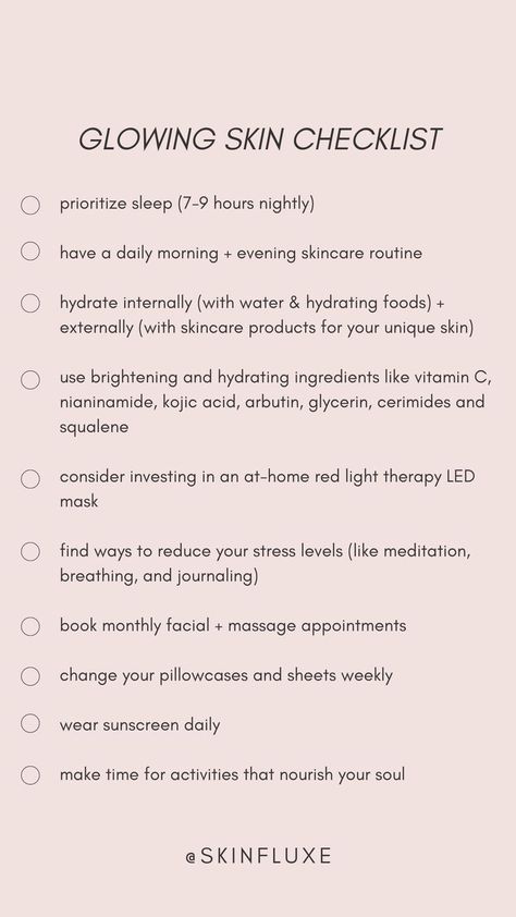 Your holistic, glowing skin checklist. 💫 Keeping to these tips will help you be intentional with showing yourself the self-love and self-care you deserve! Follow for more! 💛 #SkinFluxe Esthetician School, Skincare Facts, Healthy Skin Care Routine, Skin Facts, Holistic Skin Care, Salon Quotes, Skin Aesthetics, Good Skin Tips, Be Intentional