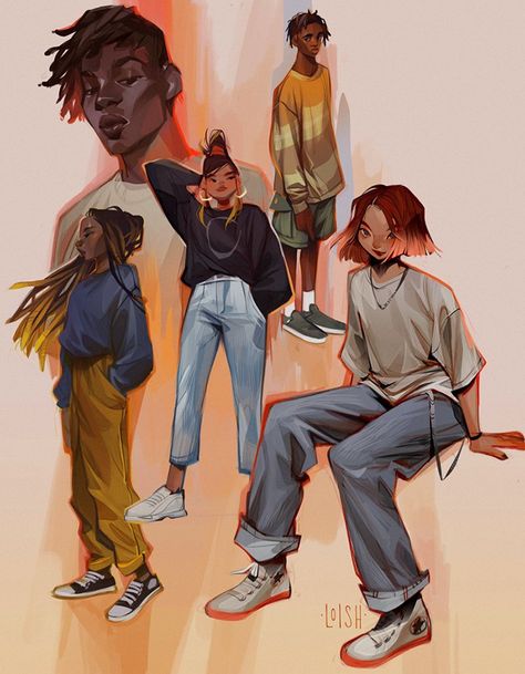 Baggy Clothing, Loose Clothes, Caracter Design, Baggy Clothes, Sketch Inspiration, Drawing Inspo, Cool Sketches, Loose Outfit, Illustration Character Design