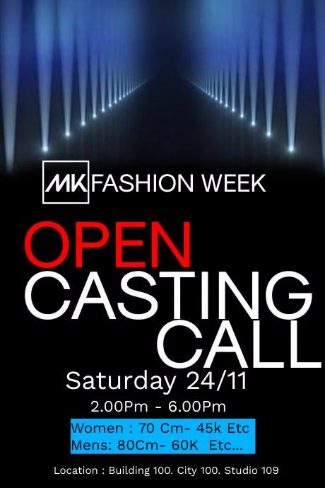 Casting Call Poster Design, Show Posters Design, Casting Call Poster, Model Casting Call, Posters Fashion, Show Posters, Fashion Posters, Fashion Show Invitation, Fashion Show Poster