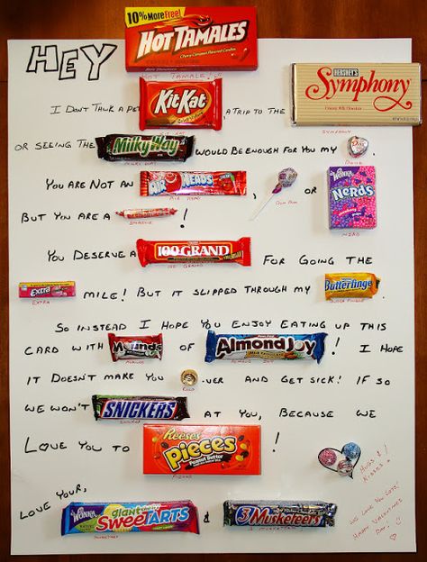 Valentine's Day Candy Card/Poster Candy Poster Board, Candy Bar Poems, Candy Bar Cards, Birthday Candy Poster, Candy Poems, Candy Bar Sayings, Candy Birthday Cards, Candy Boards, Candy Bar Poster