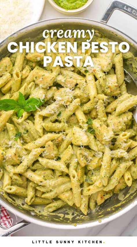 Chicken Pesto Pasta Salad, Easy Pesto Pasta, Fresh Basil Pesto, Basil Pesto Chicken, Chicken Pesto Pasta, Creamy Pesto Chicken Pasta, Penne Pasta Recipes, Creamy Pesto Pasta, Chicken Pesto Recipes