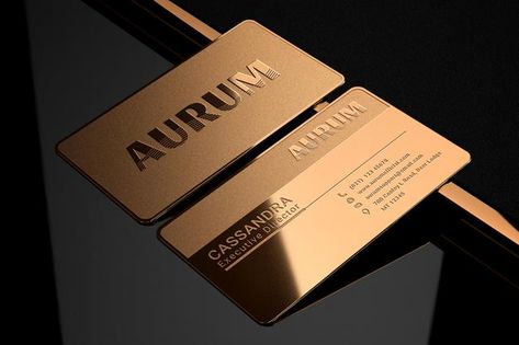 Luxury gold metal business card logo moc... | Premium Psd #Freepik #psd #logo #business-card #mockup #business Black Business Card Mockup, Stationery Business Card, Foil Business Cards, Visit Card, Metal Business Cards, Vertical Business Cards, Premium Business Cards, Member Card, Professional Business Card Design