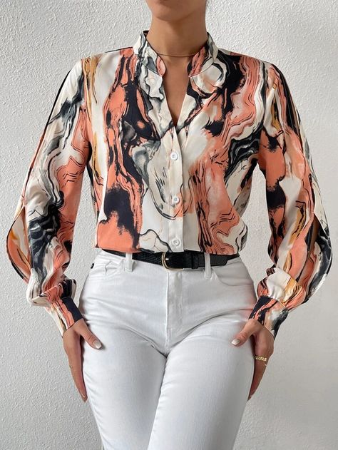 Formal Blouses For Women Chic, Chiffon Shirt Outfit, Shirt And Trousers Women, Formal Shirts Women, Rosa Coral, Style Guru, Stylish Work Attire, Trendy Fall Outfits, Shirts Design