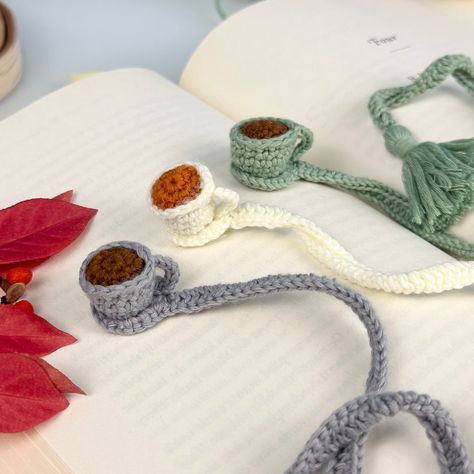 Rio Handmade Crochet Teacup Bookmark - A Unique Gift for Teachers and Tea Lovers Crochet Gift For Book Lover, Crochet Office Decor, Crochet Book Marks, Cute Crochet Gifts, Teacup Bookmark, Amigurumi Bookmark, Bookmark Crochet Tutorial, Easy Crochet Bookmarks, Crochet Bookmarks Free Patterns