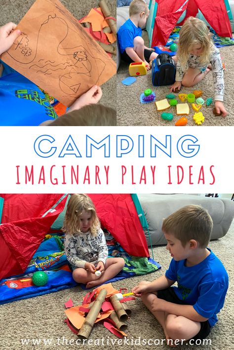 Imaginary Play Ideas, Indoor Camping Ideas, Camping Dramatic Play, Camping Preschool, Connect Group, Ideas For Camping, Camping With Toddlers, Indoor Camping, Dramatic Play Preschool