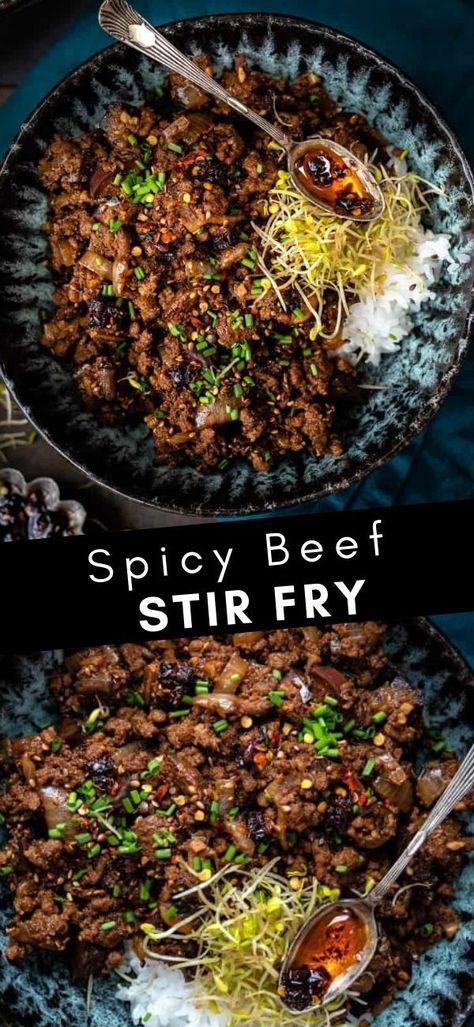 Ground Beef Mushroom Recipe, Eggplant Ground Beef, Spicy Beef Stir Fry, Beef And Mushroom Recipe, Chinese Eggplant Recipes, Beef Stir Fry Recipe, Recipe Eggplant, Beef With Mushroom, Beef Stir Fry Recipes