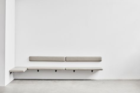 The new FourLikes Wall mounted sofa modules in Linea leather Wall Bench, Georgian Interiors, Contemporary Bench, Living Room Bench, Living Room Cabinets, Soft Seating, Upholstered Bench, Furniture Inspiration, Bench Cushions