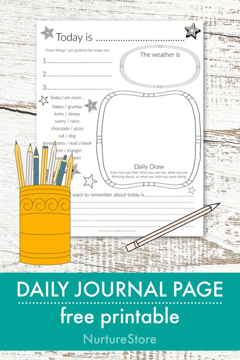 simple daily journal age for children, homeschool journal printable, homeschool language arts printables Simple Daily Journal, Journal Prompts For Kids, Summer Journal, Journal Pages Printable, Homeschool Printables, Printable Calendar Template, Printable Journal, Daily Writing, Writing Templates