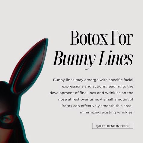 🐰 Tired of those “bunny lines” visibly crinkling your nose? I’ve got the perfect solution to keep you looking smooth and youthful! Say goodbye to bunny lines with Botox treatments! Book your consultation today and let me help you achieve that flawless, wrinkle-free look. Click the link in my bio to schedule your appointment now! #Botox #BunnyLines #FacialAesthetics #YouthfulSkin #WellnessJourney Botox Sayings, Botox Clinic, Aesthetic Nurse, Salon Quotes, Medical Aesthetics, Hydra Facial, Aesthetic Memes, Facial Aesthetics, Spa Inspiration