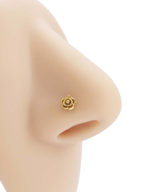 Yellow Gold  Collar  Stainless Steel  Nose Ring Embellished   Women's Fashion Jewelry Psg, Indian Nose Ring Stud Gold, Nose Pin Aesthetic, Gold Nose Pin Design, Nose Ring Stud Gold, Nose Pin Gold, Nose Pin Designs, Gold Nose Jewelry, Cute Nose Studs