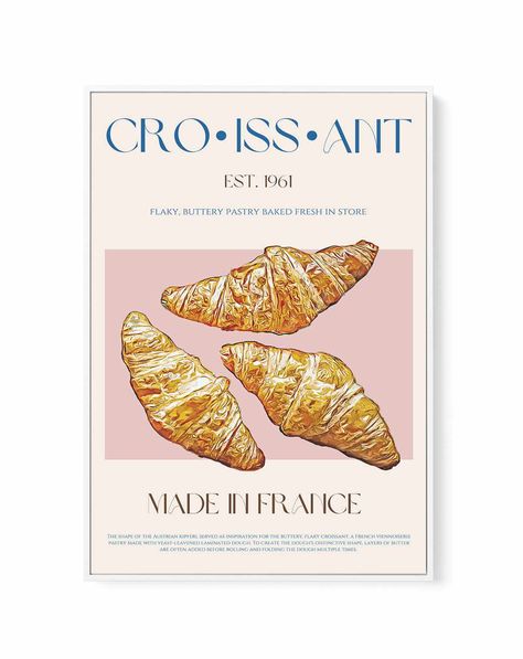 Colorful Croissants Sign Poster Illustration Art All canvas art prints are printed with the highest-quality materials and professional printers. You can trust our craftsmanship and attention to detail when it comes to decorating with framed art from Olive et Oriel. Select from many sizing options from small framed art through to extra large canvas wall art Printed & framed by trusted Australian print specialists, Olive et Oriel. You'll find the perfect canvas wall art piece to decorate and style Croissant Art, Coastal Art Prints, Small Framed Art, Large Canvas Wall Art, Unframed Wall Art, Shop Wall Art, Peach Orange, Mid Century Art, Extra Large Wall Art