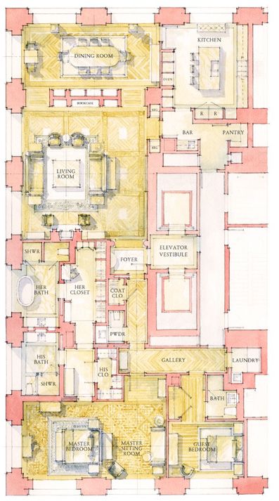 Palace Plan, Palace In The Sky, 432 Park Avenue, 3d Floor Plans, Interior Layout, Mansion Floor Plan, Hotel Plan, Vintage House Plans, Floor Plan Drawing