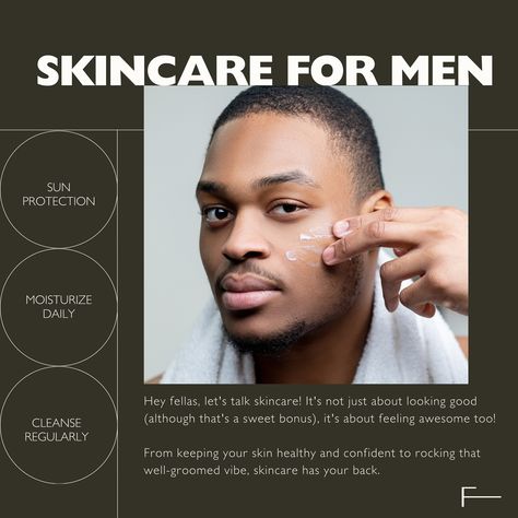 Skincare is essential for men not only for maintaining healthy skin but also for promoting confidence, preventing skin issues, and protecting against the harmful effects of the environment.  Incorporating a simple skincare routine into daily grooming habits can lead to significant long-term benefits for men’s skin health and overall well-being. #skincare #darkspots Men Acne Skin Care, Men Skincare Routine, Man Skincare, Skincare Websites, Mens Skincare, Men Skincare, Men Skin Care Routine, Esthetician Marketing, Mens Facial