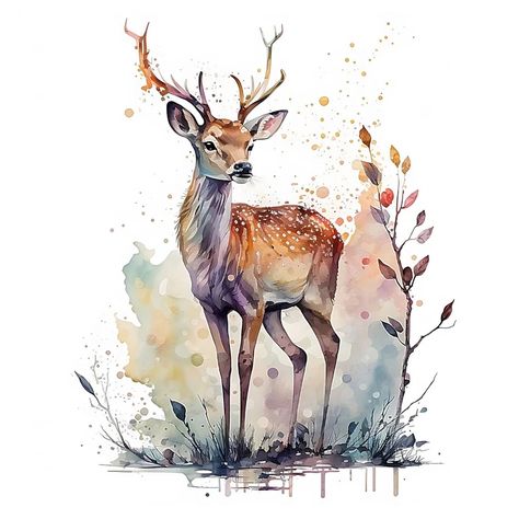 Deer Coloring Pages, Deer Watercolor, Procreate Watercolor, Cute Quotes For Instagram, Woodland Watercolor, Spirit Animal Art, Red Redemption 2, Watercolor Christmas Cards, Watercolor Sketch