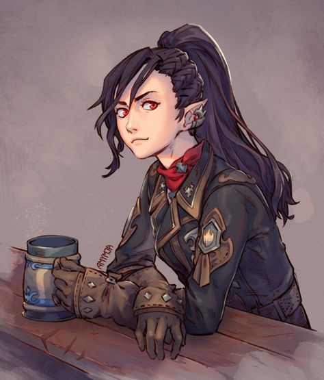 Wind User Character Design, Dnd Wheelchair Character, High Schooler Character Art, D&d Fanart, Female Character Art Dnd, Female Adventurer Character Design, Half Elf Artificer, Androgynous Dnd Character, Dnd Rogue Female