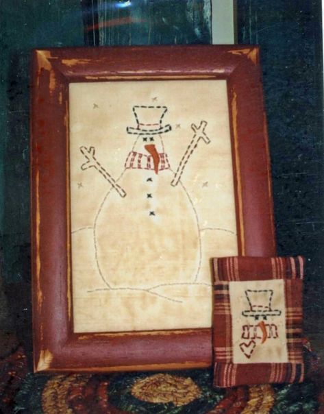 Machine Applique Patterns, Primitive Embroidery Patterns, Snowman Top Hat, Wallhanging Patterns, Primitive Embroidery, Frosty Snowman, Primitive Snowman, Snowman Pillow, Christmas Crafts For Adults