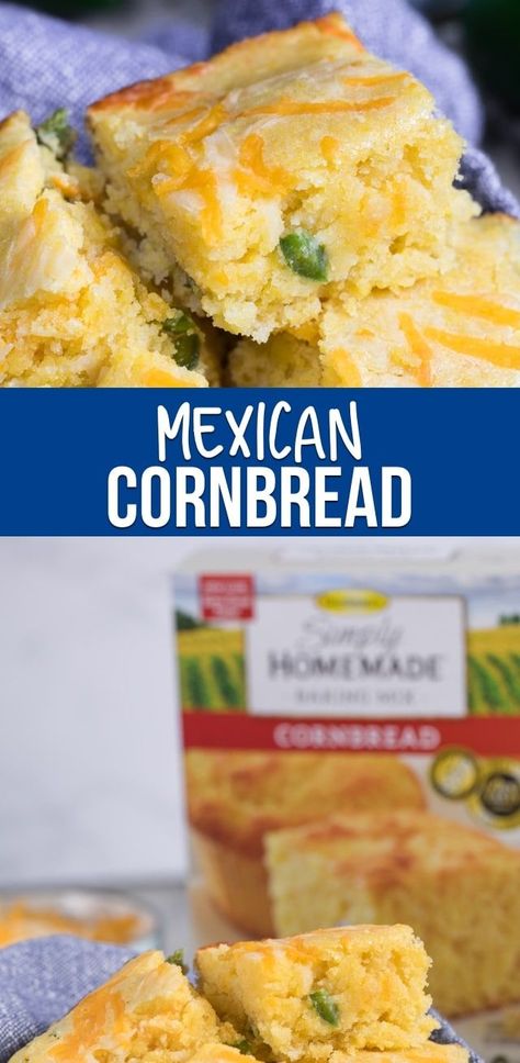 This EASY Mexican Cornbread recipe is one of the best cornbreads I've ever had! The Simply Homemade cornbread mix is filled with jalapeños and cheese making this the perfect side dish. Homemade Cornbread Mix, Chili With Cornbread, Easy Mexican Cornbread, Casserole With Cheese, Mexican Cornbread Recipe, Mexican Cornbread Casserole, Waffle Cone Recipe, Mexican Cornbread, Cornbread Casserole