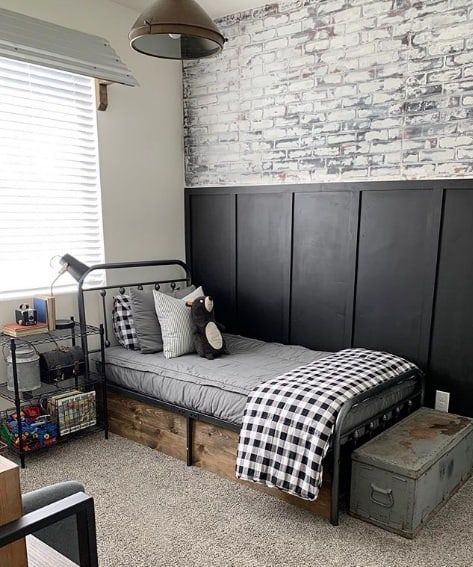 Industrial Teen Boy Bedroom, Young Mans Bedroom Ideas Small Spaces, Rustic Boys Bedroom, Boys Industrial Bedroom, Small Boys Bedrooms, Industrial Style Bedroom, Teenager Bedroom Boy, Boys Bedroom Makeover, Boy Rooms