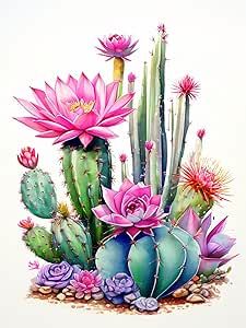 Opuntia Cactus, Blooming Succulents, Cactus Clipart, Blooming Cactus, Cactus Painting, Watercolor Cactus, Cactus Y Suculentas, Craft Stickers, Diy Frame