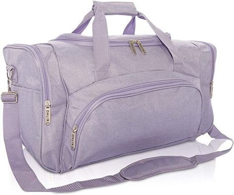 Zipper closure Closure: Zipper, Comes with Adjustable/Detachable Shoulder Strap Dimensions 20" Length x 10" Width x 11.5" Height Colors: Purple DALIX authentic signature lining inside. Detachable and Adjustable Shoulder Strap. Comes with Sewn in Gusset on the bottom of the bag for easy packing. Nurse Work Bag, Gym Duffle Bag, Sleepover Bag, Pool Shoes, Vacation Bag, Duffel Bag Backpack, Key Wallet, Best Gym, Travel Duffle