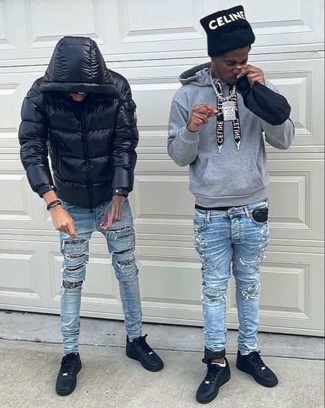 Black Airforce Outfit Men, Black Airforce Outfit, Dude Outfits, Puffer Fits, Nike Slippers, Rapper Outfits, Air Forces, Rich Life, Fit Ideas