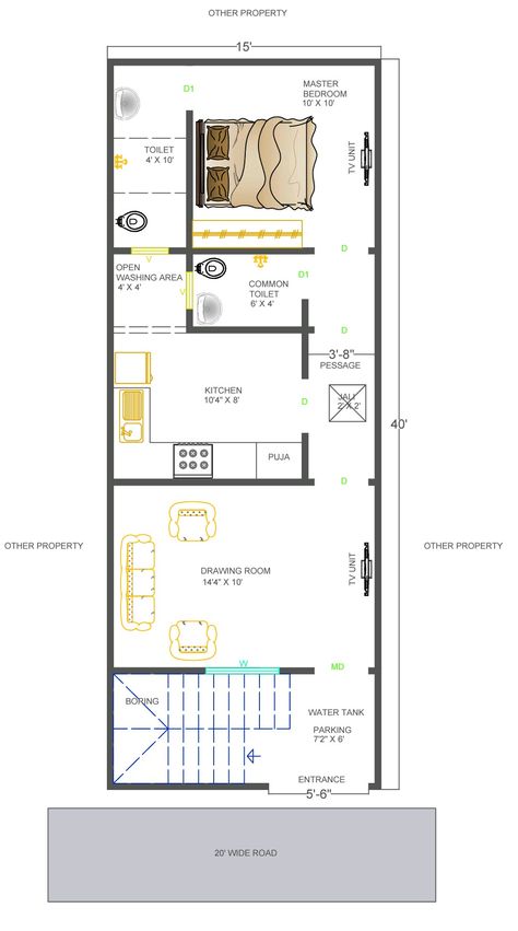 14x45 House Plan, 15 X 45 House Plans, 18x60 House Plans, 16×40 House Plan, 15×45 House Design, 15×40 House Plans, 18x50 House Plan, 12x40 Floor Plan Layout, 15x40 House Plans