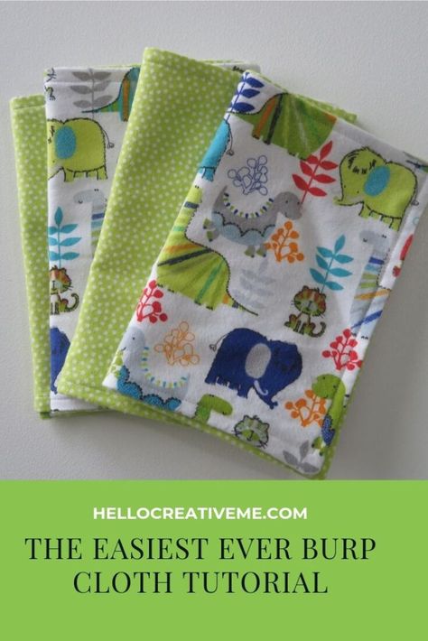 The Easiest Ever Burp Cloth Tutorial - Hello Creative Me Patchwork, Couture, Baby Gift Sewing Projects, Flannel Projects, Baby Burp Cloths Diy, Cloth Tutorial, Burp Cloth Tutorial, Quilt Runners, Burp Cloth Patterns