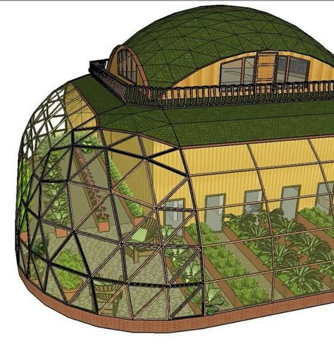 Enclosed Greenhouse, Green Roof House, Casa Hobbit, Geodesic Dome Homes, Earthship Home, Greenhouse Shed, Dome Home, Cob House, Dome House