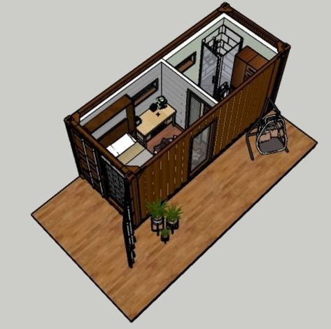 Container Guest Room, Storage Container Guest House, Shipping Container Guest Room, 20 Ft Container Home Floor Plans, Shipping Container Guest House, Container Guest House, 20ft Shipping Container, Minimal Storage, Bedroom With Bath