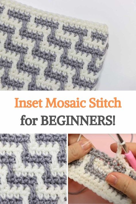 2 Colored Crochet Blanket, Mosaic Crochet Tutorials Free, Mosaic Crochet Patterns Free Tutorial, Interlocking Mosaic Crochet, Mosaic Crochet For Beginners, Mosaic Crochet Beginner, 2 Color Crochet Stitches, How To Do Mosaic Crochet, Mosaic Crochet Stitch