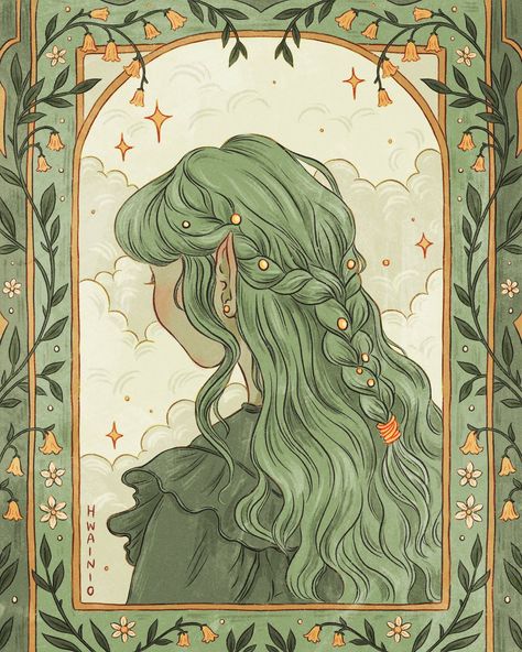 Drawing Braids, Elf Drawings, Dnd Elves, Elves Fantasy, Elf Art, Forest Elf, Art Fantasy, Anime Wall Art, Fantasy Aesthetic