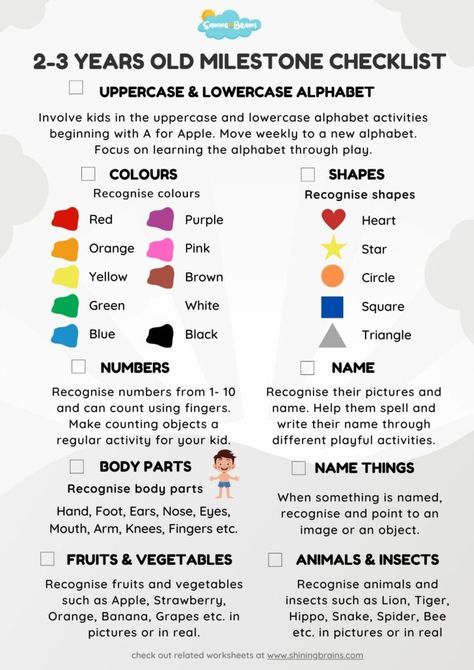 Learning Milestone Checklist For 2 to 3 Years Old | Toddler Development Two Year Old Assessment, What To Teach A Two Year Old, Two Year Old Development Checklist, Activities For A Two Year Old, Milestones For Two Year Olds, Two Year Old Home Activities, What Should A 2 And A Half Year Old Know, 2year Activities Learning, Two Year Old School Activities