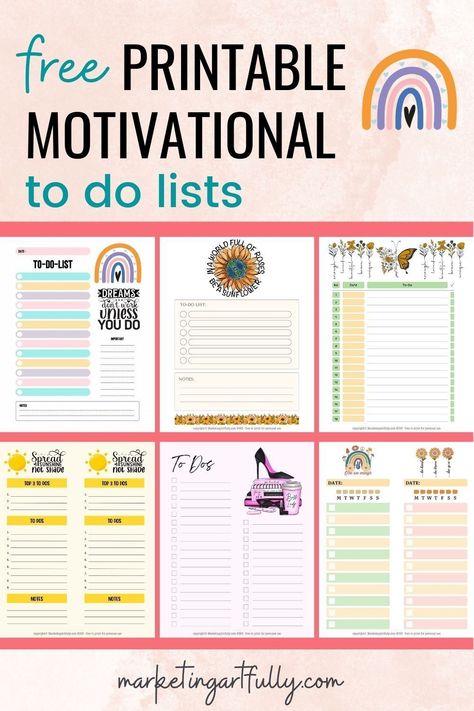 I LOVE a to do list and having a bit of motivation and inspiration along for the ride makes it even better! These free printable digital downloads are pretty and fun to use for your daily to-dos! To Do List Template Free Printable, Free Wall Art Prints, Free To Do List, Happy Planner Free Printable, Organizational Printables, A To Do List, Motivational Printables, Free Printable Games, To Do Lists Printable