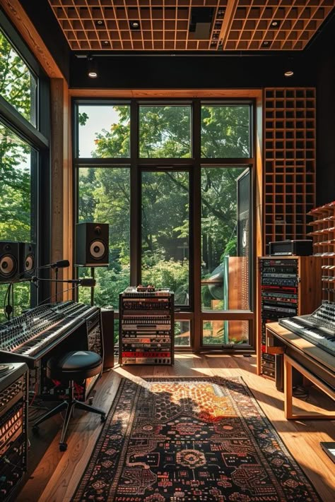 Music Production Studio, Music Studio Ideas, Record Studio, Recording Studio Ideas, Music Room Design, Home Recording Studio Setup, Jungle Music, Recording Studio Setup, Cozy Workspace