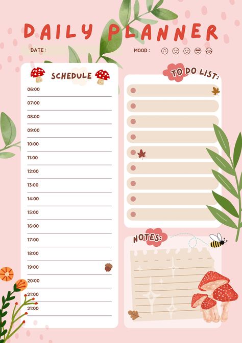 Cute springtime daily planner budgetplannerworksheet #weekdayplanner #lifeplanner🎁 Daily Planner Template Aesthetic, Planer Ideas Diy, Day Planner Ideas, Cute Daily Planner Template, Aesthetic Daily Planner, Daily Planner Ideas, Cute Planners, Planner Pages Ideas, Day Planner Template