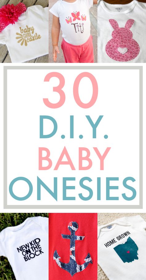 Holy cuteness, Batman!  This collection of 30 baby onesies is my one-stop-shop for inspiration!   No more wracking my brain for shower gift ideas. Perlengkapan Bayi Diy, Cricut Baby, Diy Bebe, Diy Vetement, Baby Projects, Baby Diy, Everything Baby, Silhouette Cameo Projects