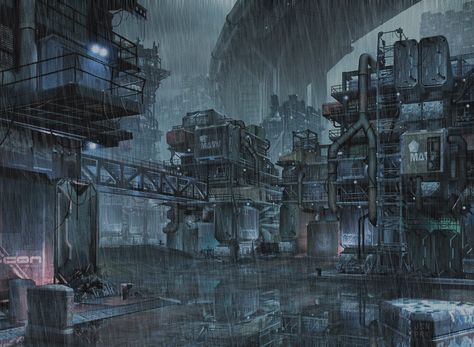 Added Rain Effect Cyberpunk Bridge, Sla Industries, Cyberpunk Slums, Art Stations, Mutant Chronicles, Hive City, Noir City, City Rain, Futuristic Cities