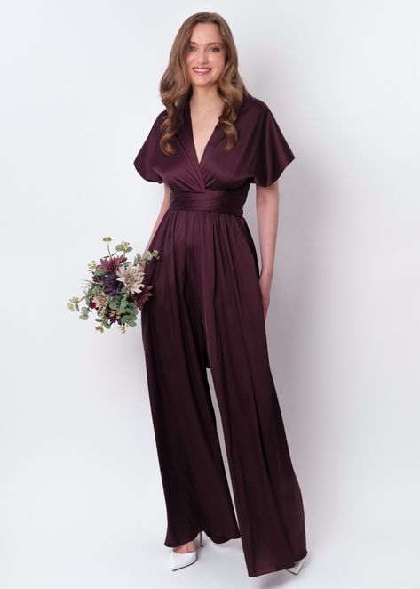 Dark burgundy infinity jumpsuit, silk jumpsuit, bridesmaid jumpsuit, multi wrap multiway convertible jumpsuit, bridesmaid dress, silk convertible dress, long ball gown, multiway dress, multiwrap dress Burgundy Jumpsuit Wedding, Maid Of Honor Jumpsuit, Bridesmaids Pantsuit, Bridesmaid Pantsuit Wedding, Burgundy Jumpsuit Outfit, Jumpsuit Bridesmaid Dresses, Honeybee Wedding, Bridesmaid Pantsuit, Bridesmaid Dress Silk