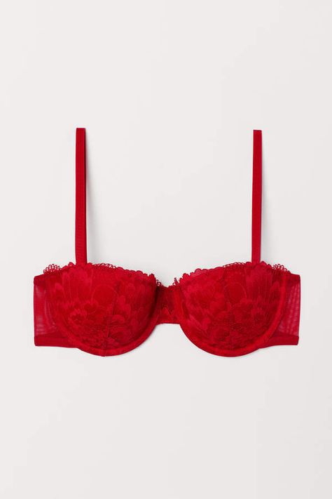 H&M Lace Balconette Bra - Red #Balconette#Lace#Red Wedding Bra, Women's Bra, Lace Balconette, Red Lace Bra, Cotton Bra, Women Bra, Red Bra, Cotton Bras, Balconette Bra