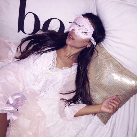 Victoria Secret, A Woman, Mask, Bed, White