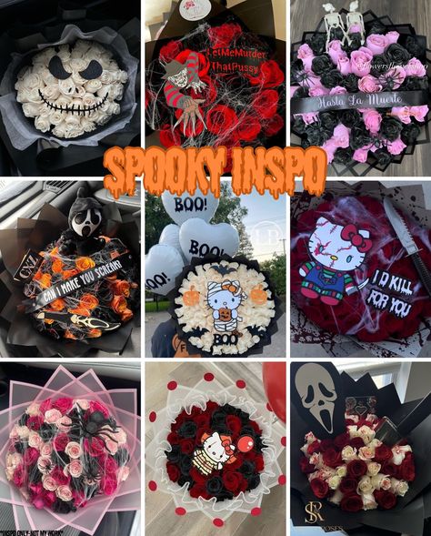 Hi flower girls!🌸 It’s almost booooquet season!! 👻 Pre-order your booquet for 10% off your order! Let’s get creative 🎃 • •Follow & join the Certifed Flower Girls 🖤 • • • • #halloween #spooky #spookyszn #booquet #halloweenbouquet #halloweensale #blackroses #florist #eauclaire #wisconsin #wisconsinflorist #smallbusiness #blackowned #blackownedbusiness #blackgirlflorist #ramo #ramobuchon Boo Bouquets, Scream Halloween Flower Bouquet, Halloween Ramos, Spooky Ramos, Halloween Flowers Bouquet, Halloween Flower Bouquet, Spooky Bouquet, Halloween Bouquet, Halloween Roses