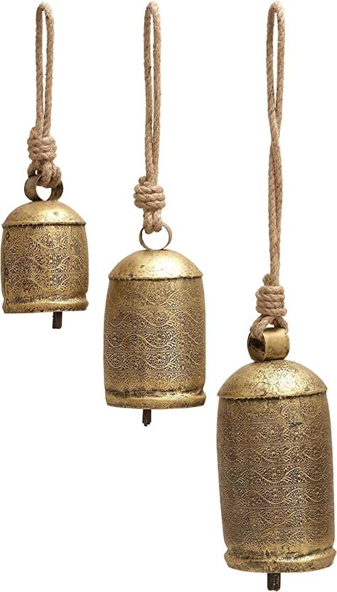 Driven By Decor, Jute Hanging, Hanging Bell, Organizing Hacks, Organisation Hacks, Cow Bell, Brass Bells, Metal Engraving, Jute Rope