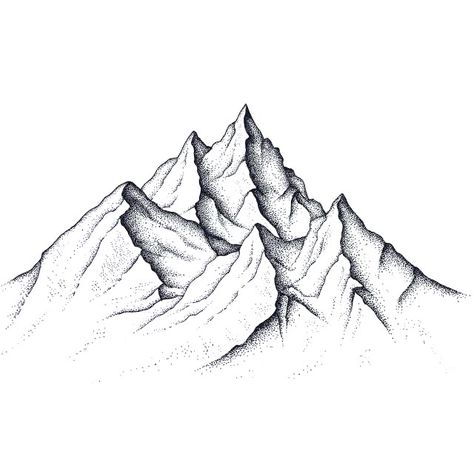 Mountain Sketch, Dotted Drawings, Stippling Art, Mountain Drawing, Tattoo Graphic, Mountain Tattoo, Pencil Art Drawings, Landscape Drawings, Mountain Paintings