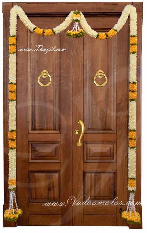 Door Flower Decoration, Entrance Door Decor, One Side, Decorative Garland, Flower Door, House Warming Ceremony, Door Hanging Decorations, Diwali Decorations At Home, Housewarming Decorations