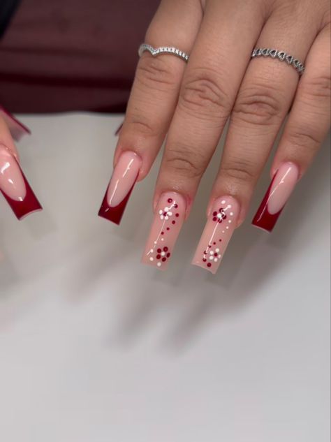 Mexican Inspired Nails Simple, Easy Nail Art Acrylic, Acrylic Nail Designs Mexican, Colorful French Tip Designs, Freestyle Acrylic Nails Art Designs, Barro Nail Design, Square Trendy Nails, Pink Mexican Nails, Mexican Theme Nails