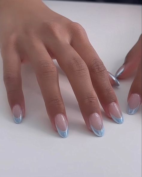 Tip Chrome Nails, French Tip Chrome Nails, French Tip Chrome, Summery Nails, Her Nails, Tip Nails, Minimalist Nails, Fire Nails, Funky Nails