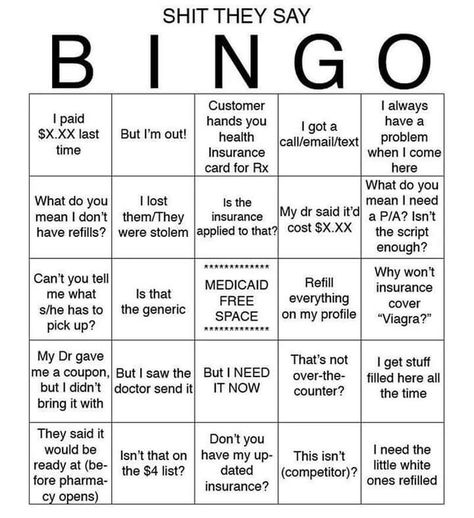 Shit they say BINGO Retail Meme, Pharmacy Technician Humor, Pharm Tech, Pharmacy Humor, Pharmacy Student, Pharmacy School, Pharmacy Tech, Tech Humor, Pharmacy Technician